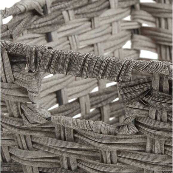 Whitmor Split Rattique Gray Wash Small Tote Sturdy Baskets Set of 3 NEW - Picture 4 of 13